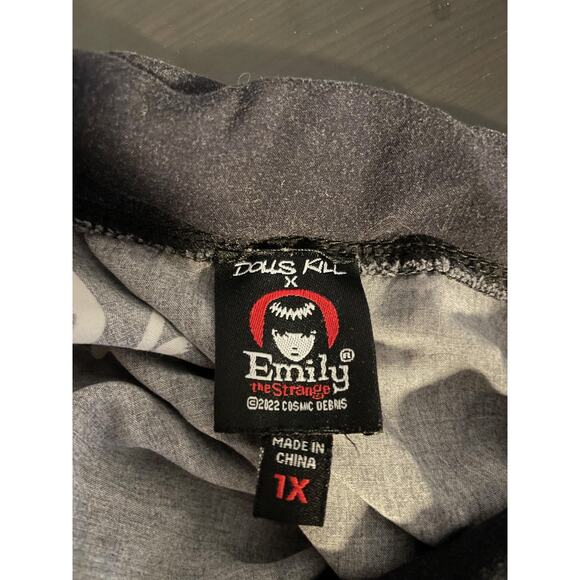 Dolls Kill x Emily the Strange Dress Womens 1X Black Babydoll Skull DKEM22-3102F - Picture 3 of 7